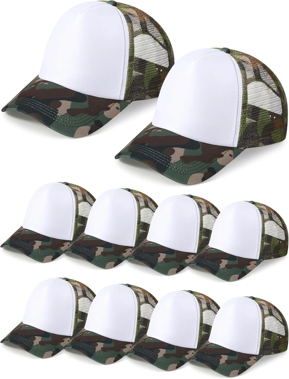 10 Pcs Sublimation Blank Trucker Hats Bulk Mesh Baseball Cap Polyester Mesh Trucker Hat for Men and Women