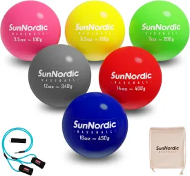 6/9 Pack Plyometric Weighted Baseball Set (3.5-16/35/53/70 oz) - Variable Weight Plyo Baseballs for Improved Power & Pitching Training - for All Skill Levels