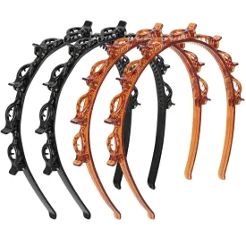 acDesign 4 Pcs Headband with Clips, Professional Weave Bangs Hairstyle Hairpin Headband, Clip Headbands for Women (2Black and 2Red)