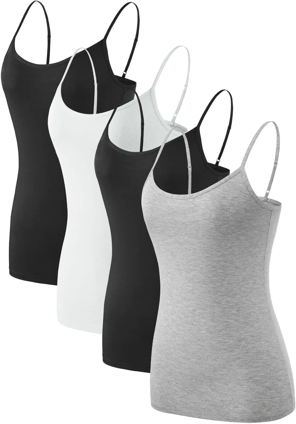 Air Curvey 2/4 Pack Women's Camisole Tank Top Adjustable Spaghetti Straps Basic Soft Undershirts Seamless Layering Tops