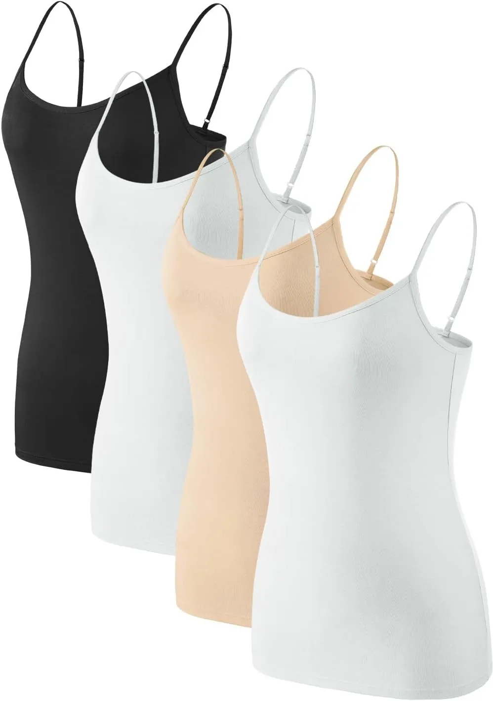 Air Curvey 2/4 Pack Women's Camisole Tank Top Adjustable Spaghetti Straps Basic Soft Undershirts Seamless Layering Tops