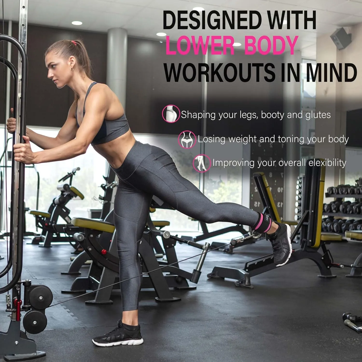 Ankle Strap for Cable Machine Attachments, Gym Accessories for Women and Men, Neoprene Ankle Cuffs for glute Kickback, Leg Workouts ande Booty Hip Abductors Exercise