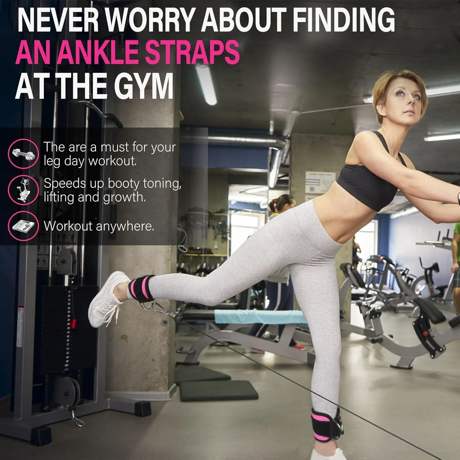 Ankle Strap for Cable Machine Attachments, Gym Accessories for Women and Men, Neoprene Ankle Cuffs for glute Kickback, Leg Workouts ande Booty Hip Abductors Exercise