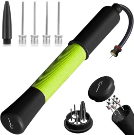 Ball Pump with Needle Storage(Never Lose Pin) Basketball Pump with 5 Needles and Extendable Cable, Soccer Football Pumps, Volleyball Pump Rugby Ball Inflator - Great for All Balls - 1&2 Pack Available