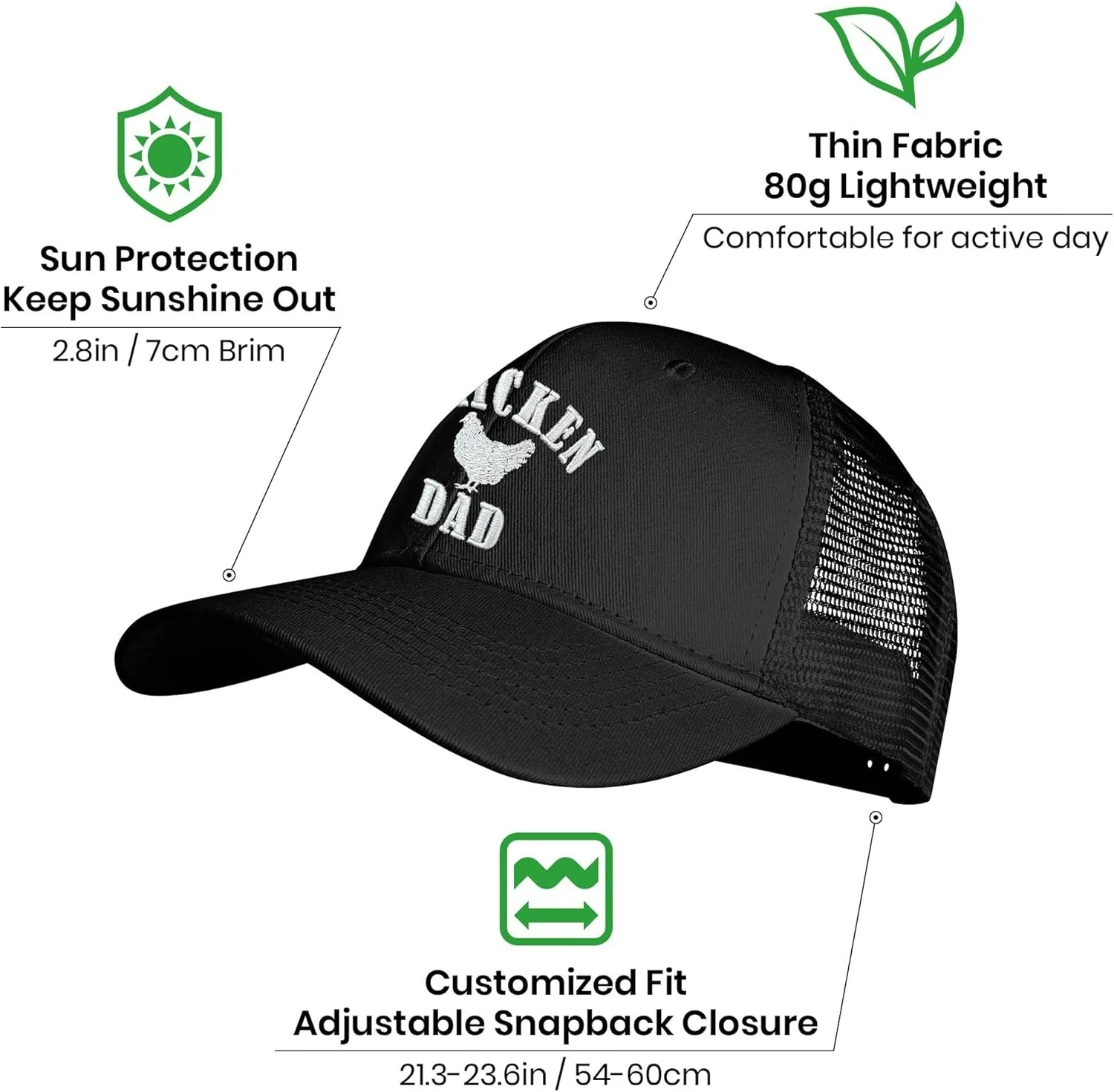 Baseball Caps Embroidered Adjustable Mesh Dad Hat Black Trucker Hats for Men and Women