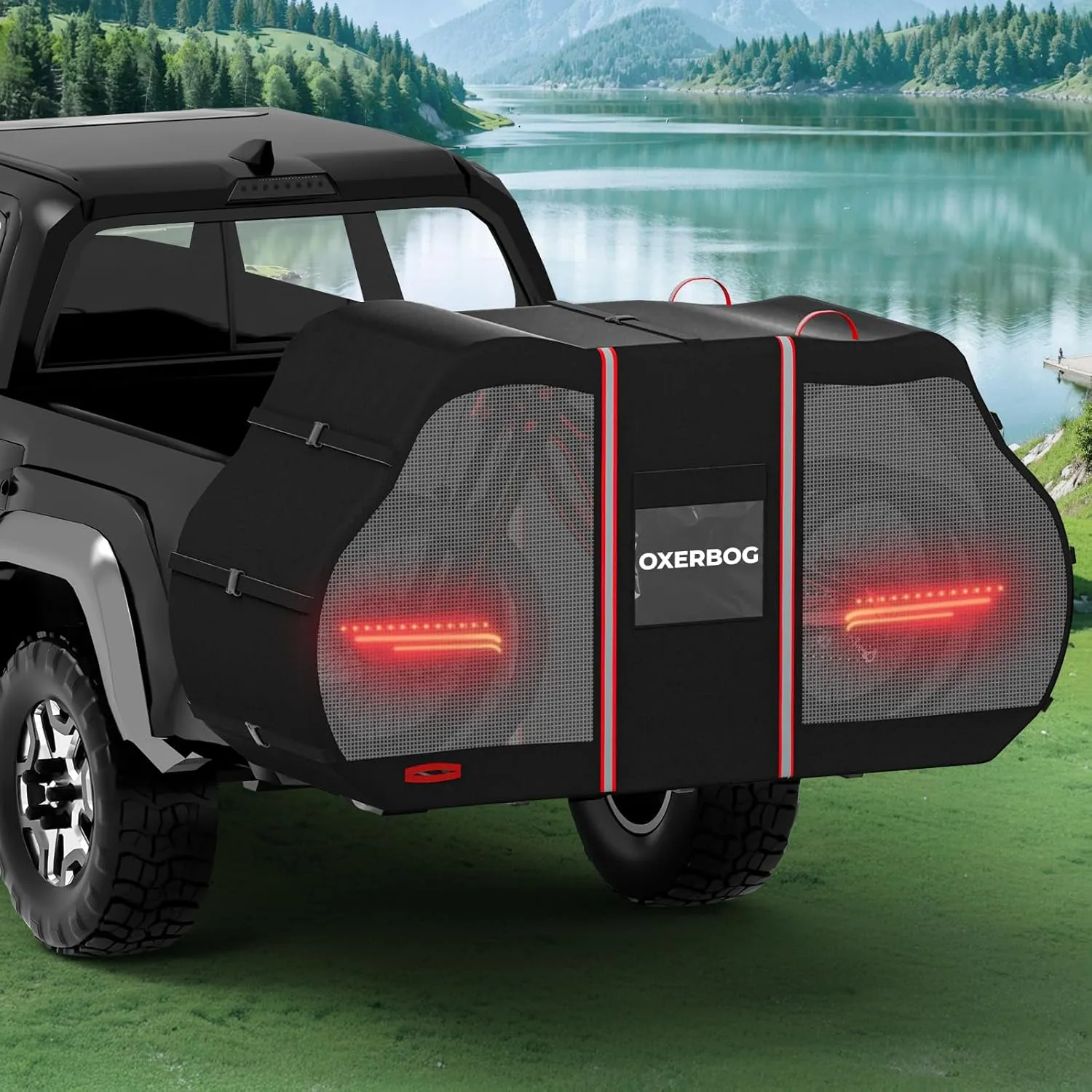 Bike Cover for Transport On Rack, Bicycle Cover Outdoor Storage Waterproof for Transport 2 Bikes on Car Rear, with License Plate Window, Visible Tail Lights
