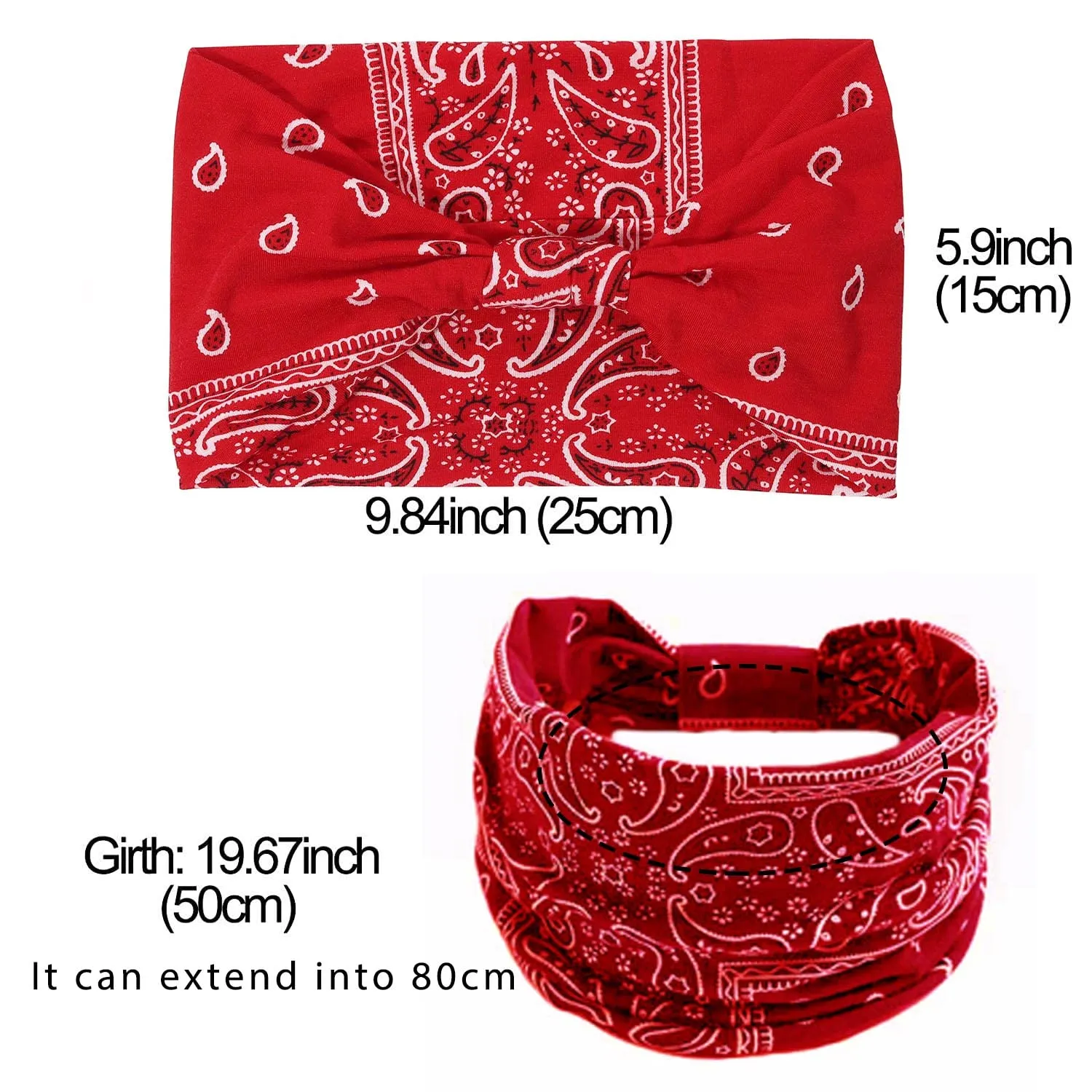 CAKURE Boho Headbands Wide Turban Knotted Head Bands African Thick Head Wraps Yoga Running Workout Hairbands Hair Scarf Elastic Hair Fashion Accessories for Women and Girls Pack of 3(Set-2)