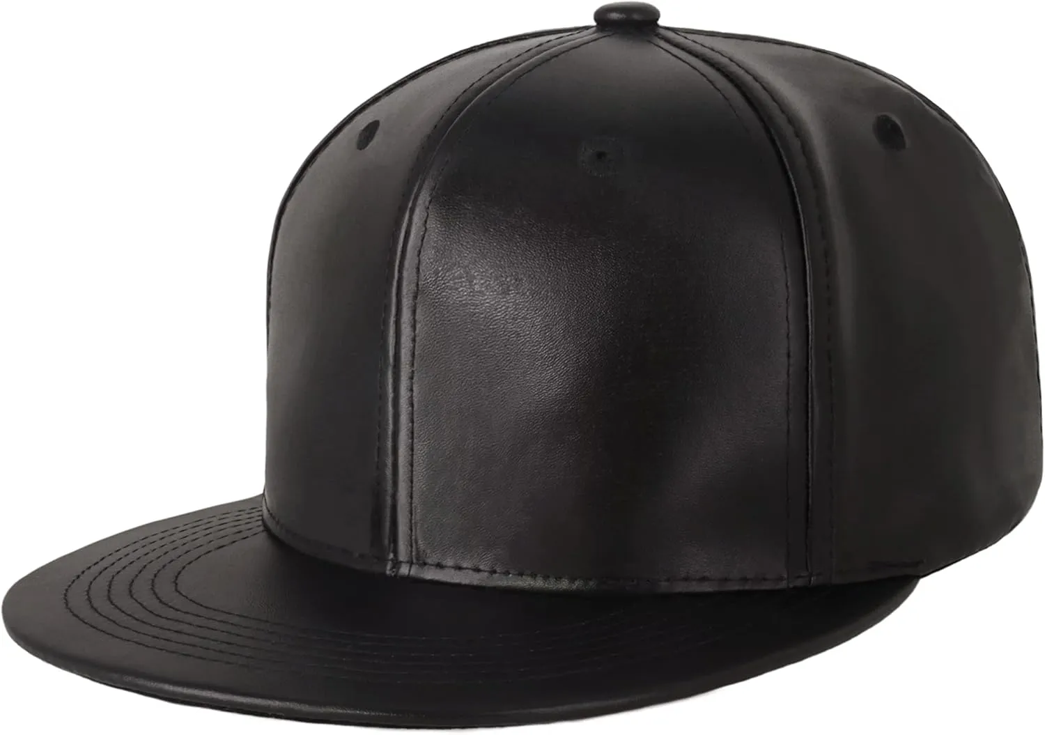 CHOK.LIDS PU Leather Flat Brim Hats for Men Women Hip Hop Baseball Snapback Blank Hats Solid Panther Black Fitted caps