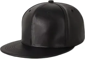CHOK.LIDS PU Leather Flat Brim Hats for Men Women Hip Hop Baseball Snapback Blank Hats Solid Panther Black Fitted caps