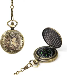Classic Collection Antiqued Finish Compass with Chain | Premium Pocket Compass | Survival Gear Compass for Kids Hiking, Camping, Motoring, Backpacking, Outdoor Activities (Copper)