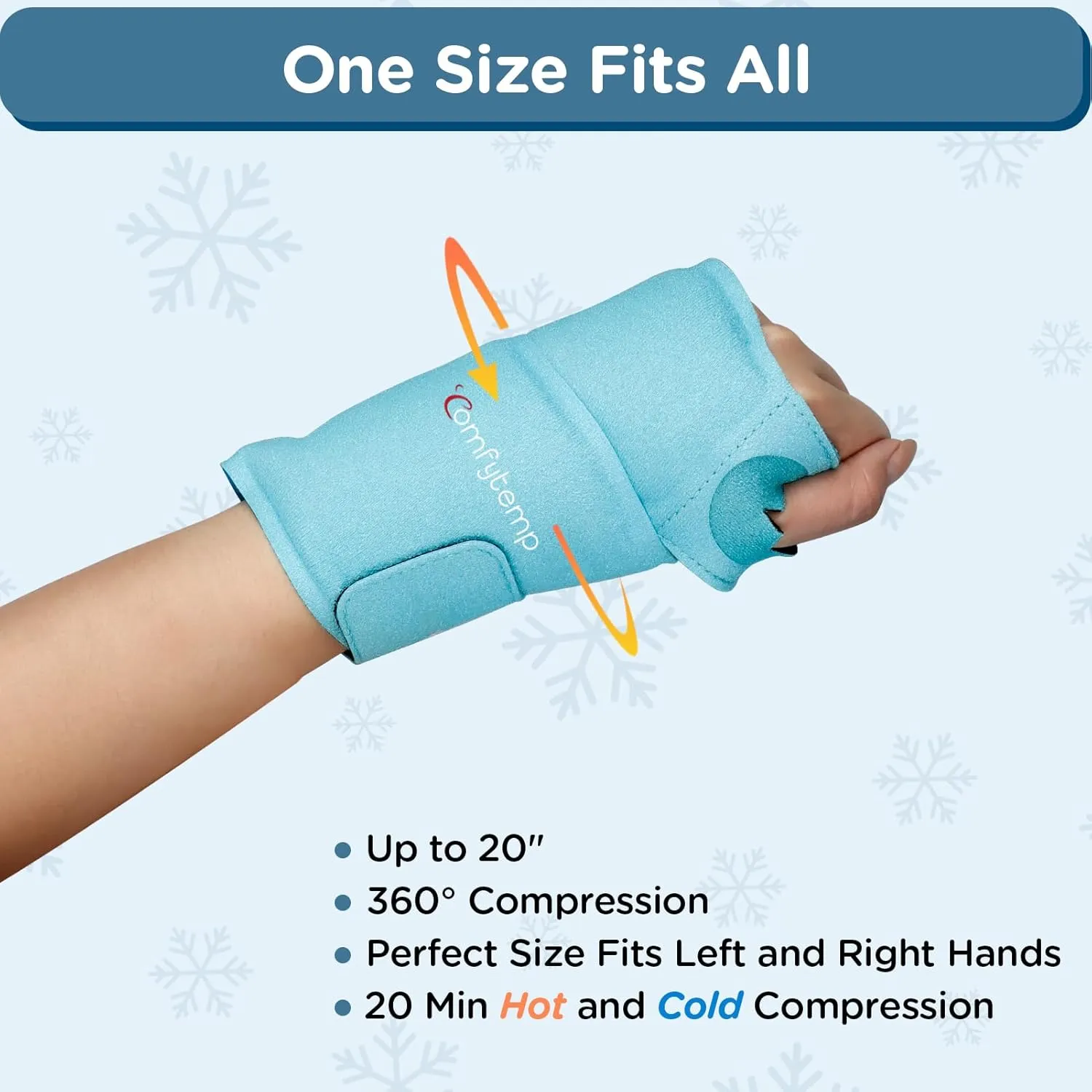 Comfytemp Wrist Ice Pack Wrap for Carpal Tunnel Relief, FSA HSA Approved, Wrist Brace for Hands Pain, Gel Ice Packs for Injuries Reusable, Hot Cold Compression for Achilles Tendonitis, Tenosynovitis