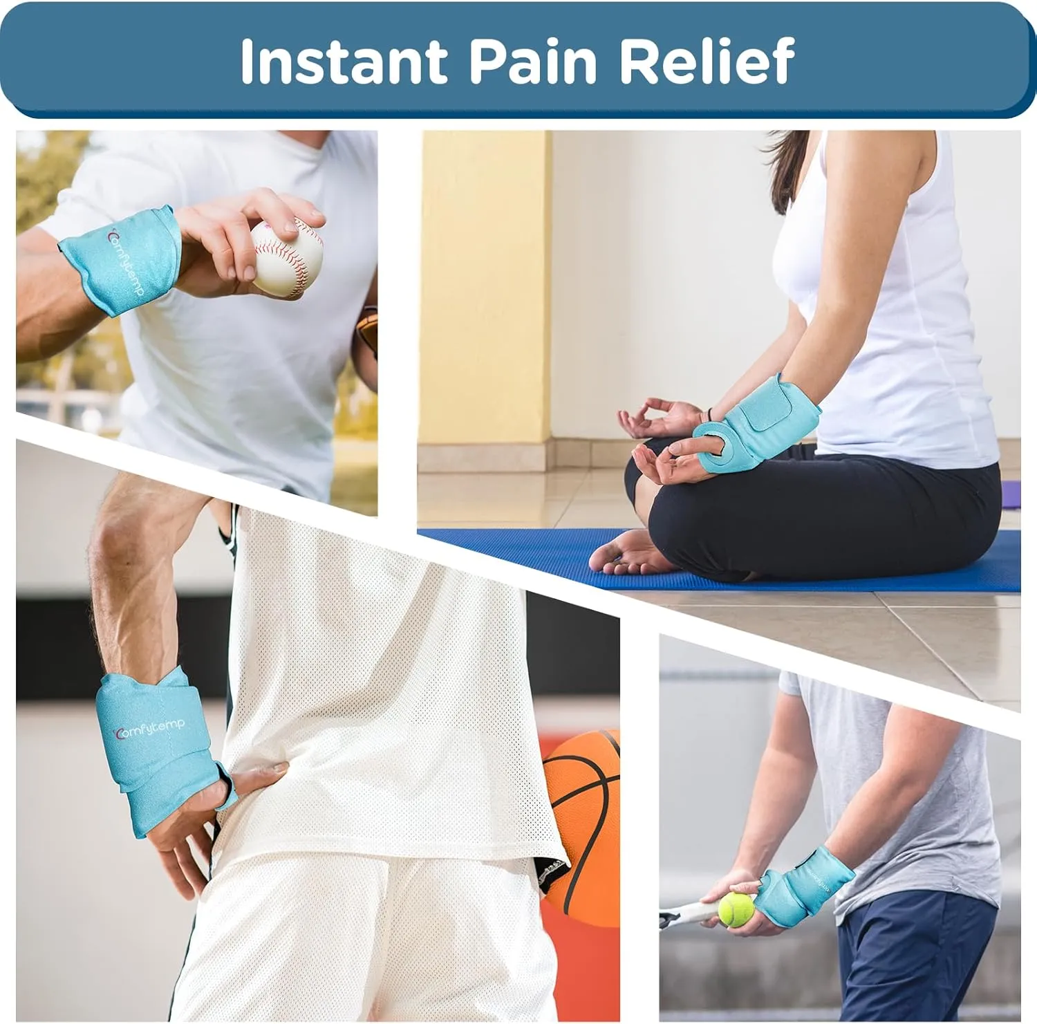 Comfytemp Wrist Ice Pack Wrap for Carpal Tunnel Relief, FSA HSA Approved, Wrist Brace for Hands Pain, Gel Ice Packs for Injuries Reusable, Hot Cold Compression for Achilles Tendonitis, Tenosynovitis