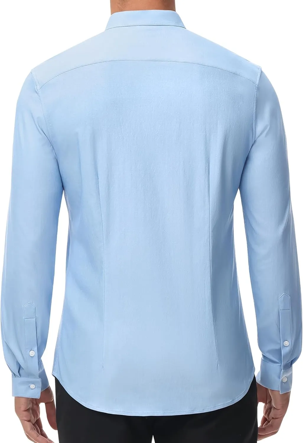 DEMEANOR Band Collar Dress Shirts for Men Stretch Dress Shirts Collarless Button Down Long Sleeve Shirts Muscle Fit