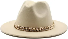 DHAEY Autumn and Winter British Style Woolen Jazz Hat for Men and Women, European and American Big Brim Hat Fashion Felt Hat Luopan Caps & Hats(Beige)