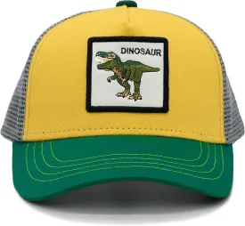 Dinosaur Boys' Trucker Hat Adjustable Mesh Snapback Toddler Baseball Cap for Kids Ages 2-9, Green