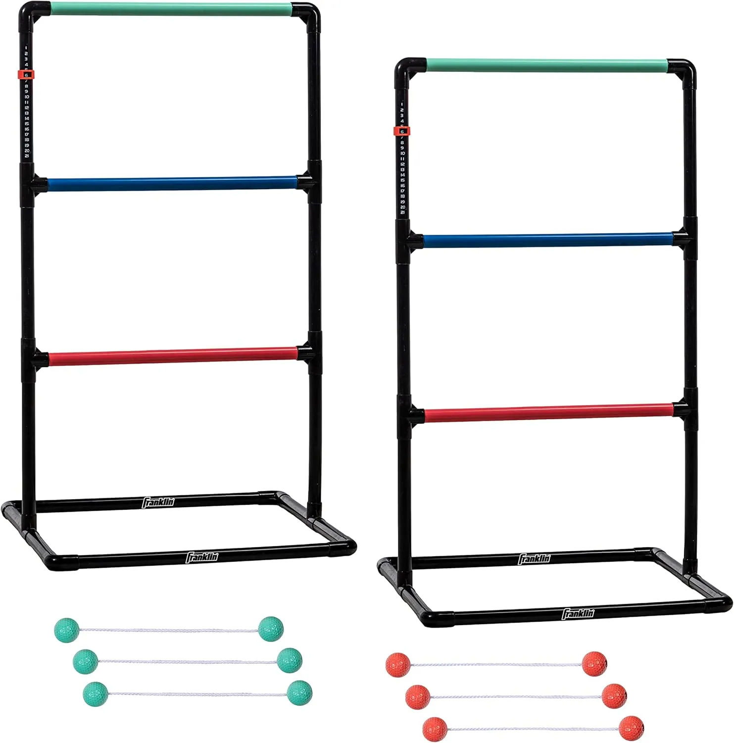 Franklin Sports Ladder Ball Set  Includes 2 Ladder Ball Targets with Weighted Bases and 6 Bolas  Ladder Golf Toss Outdoor Game For Beach or Backyard Fun  Professional, American, and Family Set Options