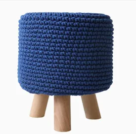 Hand-Woven Detachable Washable Footstool, 4-Leg Solid Wood Foot Stool, Modern Minimalist Nordic Shoe Change Stool for Living Room Bedroom Balcony