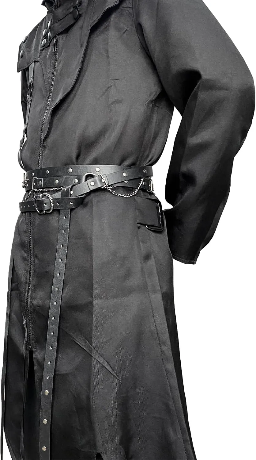 HiiFeuer Medieval DIY Faux Leather Metal Chain Belt, Vintage Adjustable Thin Belt For Women, Retro Skinny Belt For Dresses