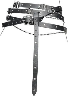 HiiFeuer Medieval DIY Faux Leather Metal Chain Belt, Vintage Adjustable Thin Belt For Women, Retro Skinny Belt For Dresses