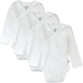 HonestBaby Baby Boys 3-pack Organic Cotton Long Sleeve Side-snap Kimono Bodysuits And Toddler T-Shirt Set, Honestly Pure White, 6-9 Months US