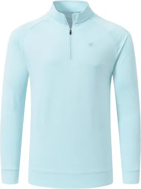 JINSHI Mens Long Sleeve Quarter Zip Pullover Stand Collar Active Golf Polo Shirt 1/4 Zipper Fleece Lining Workout Top