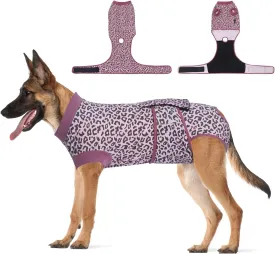 Jiupety Dog Recovery Suit Adjustable, Dogs Bodysuit for Abdominal Wound After Surgery, Substitute E-Collar, 3XL Size, Anti-Licking Surgical Dog Onesies, Pink Leopard