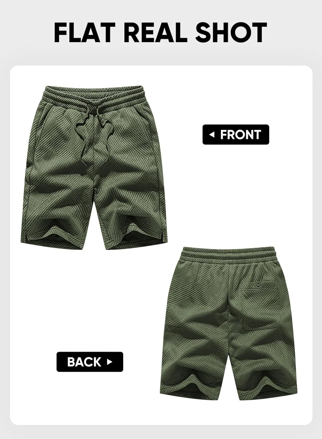JMIERR Mens Casual 7" Shorts Summer Drawstring Elastic Waist Beach Sweat Shorts Texture with Pockets