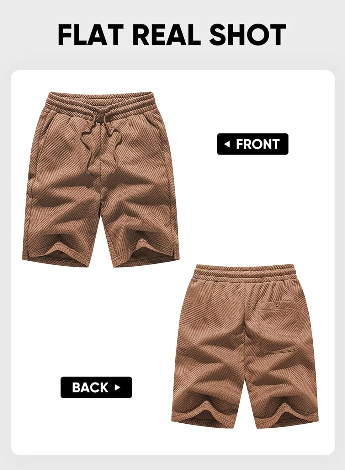 JMIERR Mens Casual 7" Shorts Summer Drawstring Elastic Waist Beach Sweat Shorts Texture with Pockets