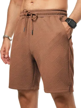 JMIERR Mens Casual 7" Shorts Summer Drawstring Elastic Waist Beach Sweat Shorts Texture with Pockets