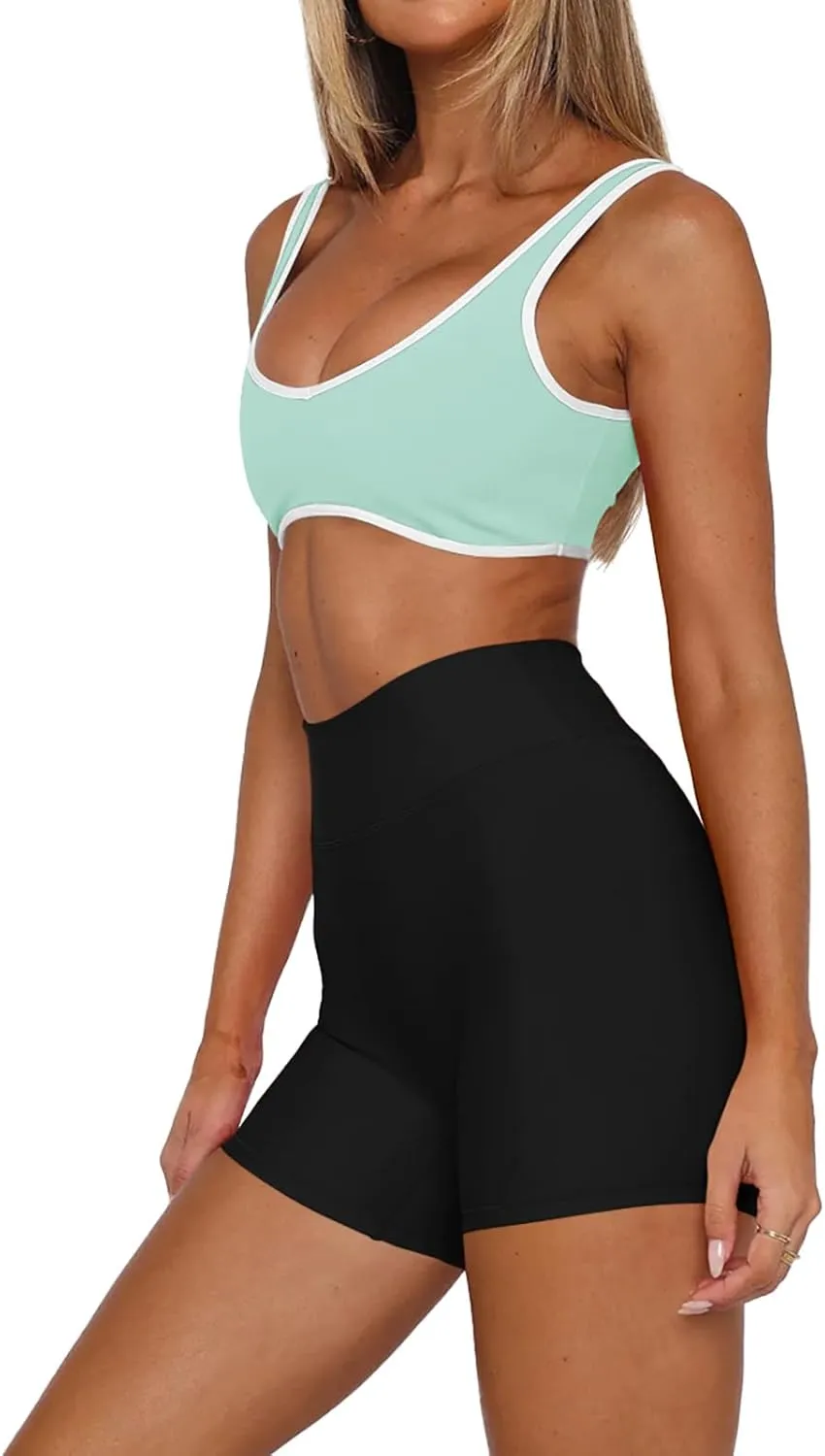 LASLULU Sexy Sports Bras for Women V Neck Sleeveless Padded Bra Workout Yoga Crop Top