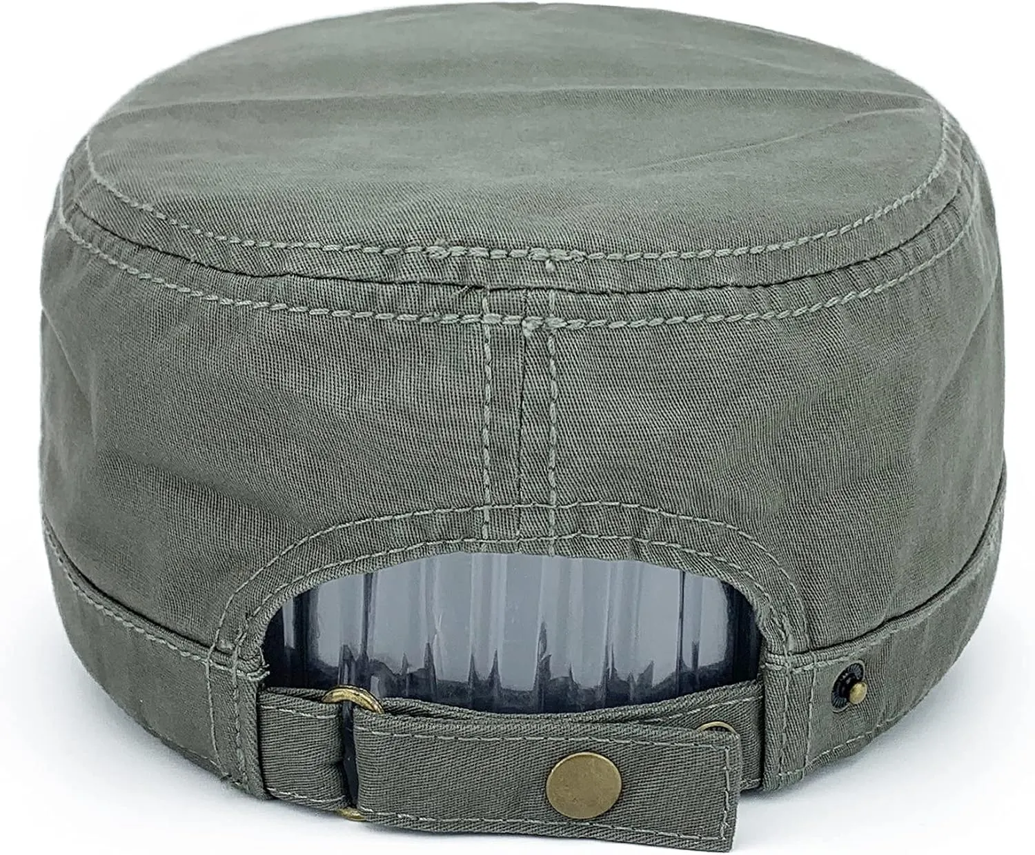 Men Women Soft Washed Cotton Adjustable Flat Top Military Army Hat Cadet Cap Zip Studs Embroidery Patch