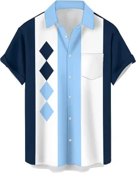 Mens Bowling Shirts, 1950s Hawaiian Vintage Button Down Short Sleeve Shirts Summer Casual Holiday Beach Shirts Mens Bowling Shirts, 1950s Hawaiian Vintage Button Down Short Sleeve Shirts Summer Casual Holiday Beach Shirts