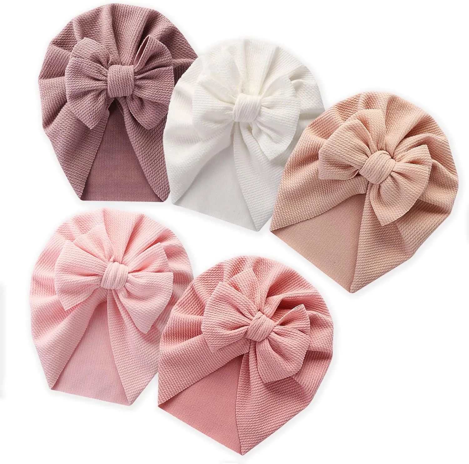 Newborn Hospital Hat Mittens Baby Beanies with Bow Knot Infant Caps Soft Cute Toddler Headwrap for Boys Girls