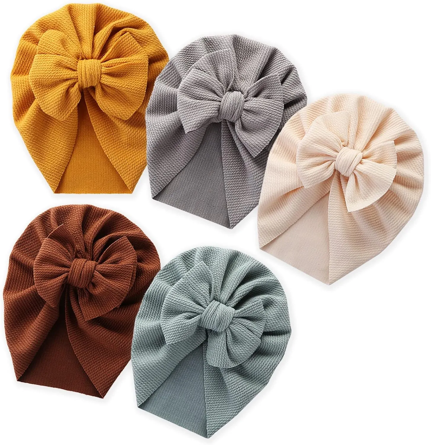 Newborn Hospital Hat Mittens Baby Beanies with Bow Knot Infant Caps Soft Cute Toddler Headwrap for Boys Girls