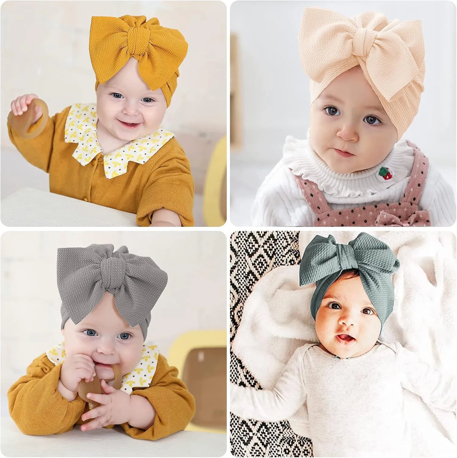 Newborn Hospital Hat Mittens Baby Beanies with Bow Knot Infant Caps Soft Cute Toddler Headwrap for Boys Girls