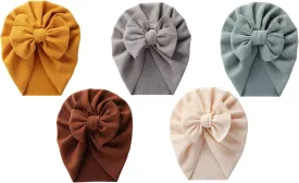 Newborn Hospital Hat Mittens Baby Beanies with Bow Knot Infant Caps Soft Cute Toddler Headwrap for Boys Girls