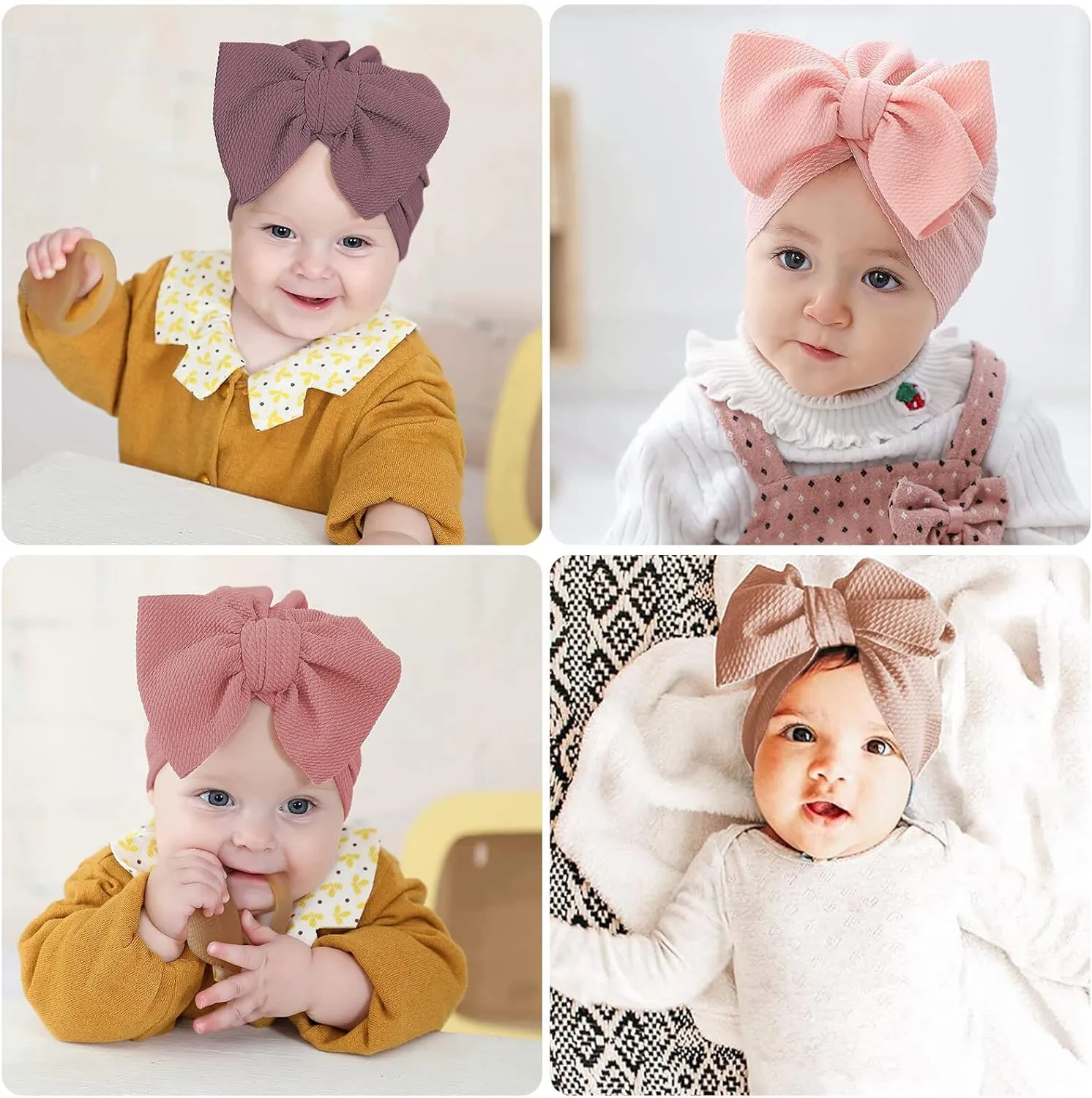 Newborn Hospital Hat Mittens Baby Beanies with Bow Knot Infant Caps Soft Cute Toddler Headwrap for Boys Girls