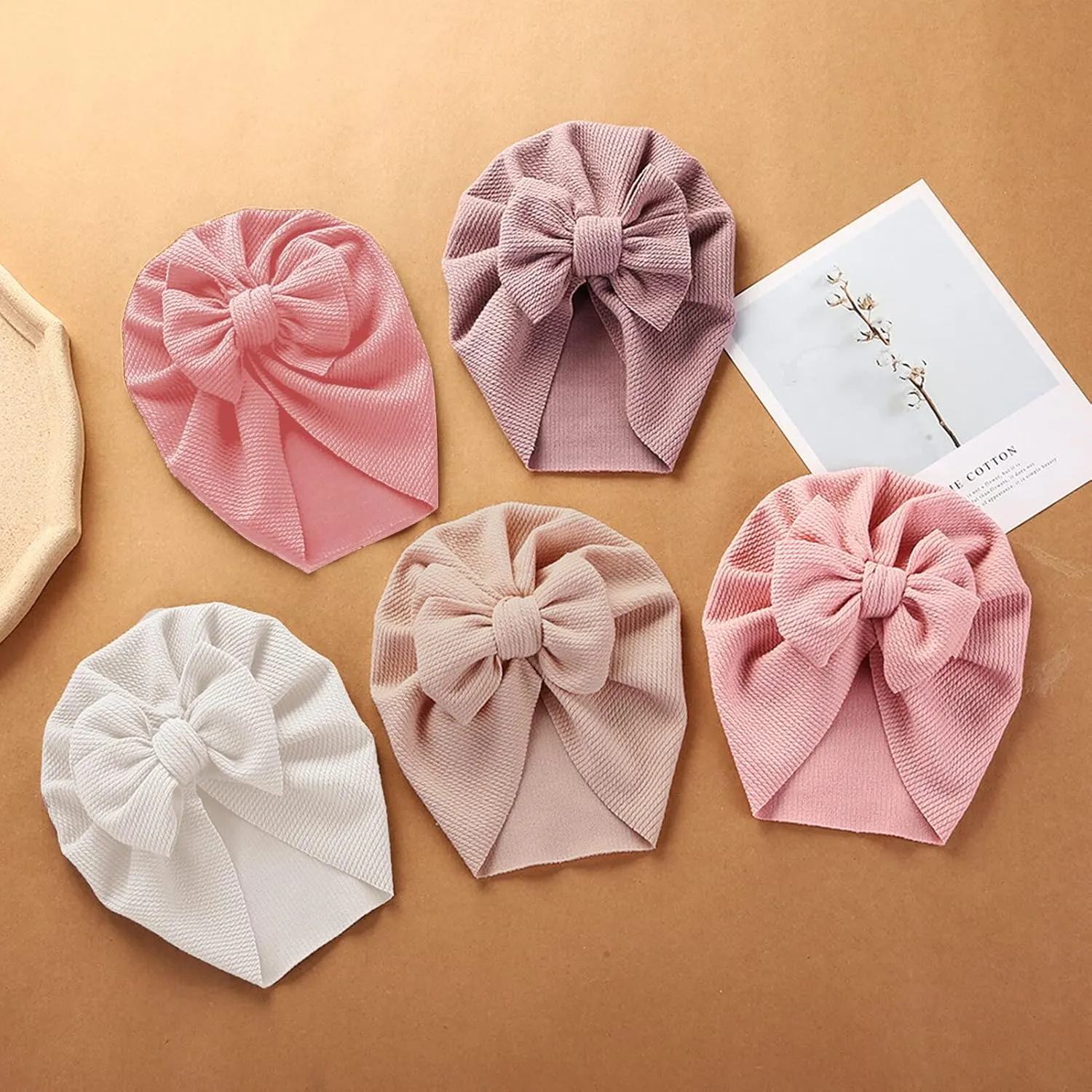 Newborn Hospital Hat Mittens Baby Beanies with Bow Knot Infant Caps Soft Cute Toddler Headwrap for Boys Girls