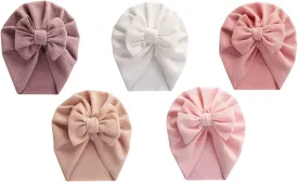 Newborn Hospital Hat Mittens Baby Beanies with Bow Knot Infant Caps Soft Cute Toddler Headwrap for Boys Girls