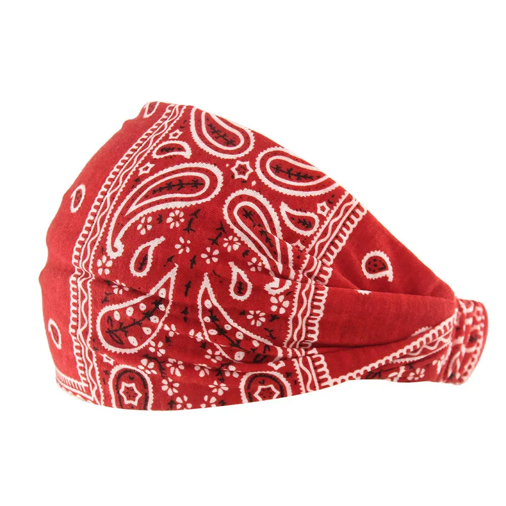 Paisley Bandana Headband for Women with Elastic Yoga Headband Outdoor Hairband Adjustable Turban Headwrap,Pack of 6