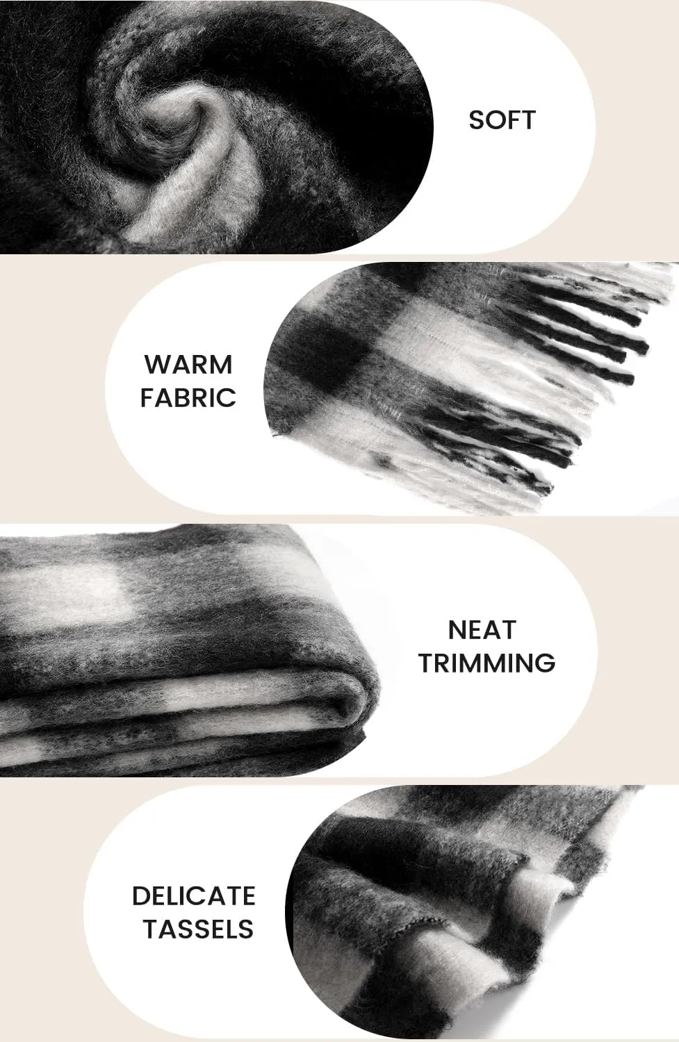 Passionbility Women's Winter Scarfs, Mohair Vintage Scarf for Women and Men, Large Chunky Scarf Cashmere Feel Blanket Wrap