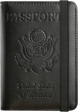 Passport Holder Cover Wallet Travel Essentials RFID Blocking Leather Card Case International Must Haves Travel Accessories for Women Men(101#Black)