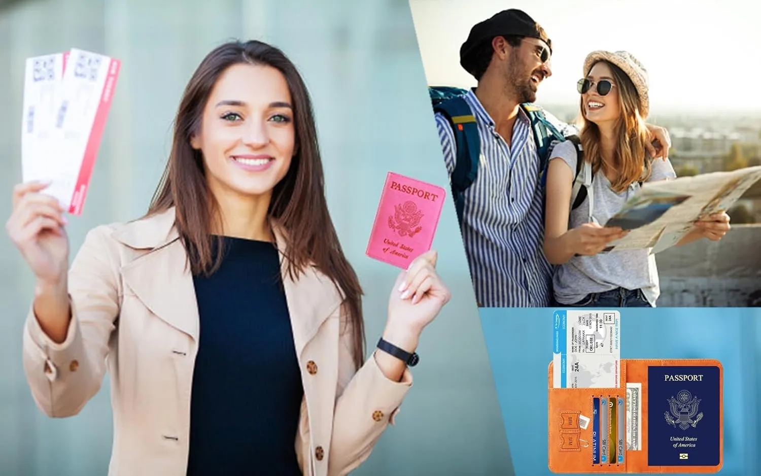 Passport Holder Cover Wallet Travel Essentials RFID Blocking Leather Card Case International Must Haves Travel Accessories for Women Men(101#Black)