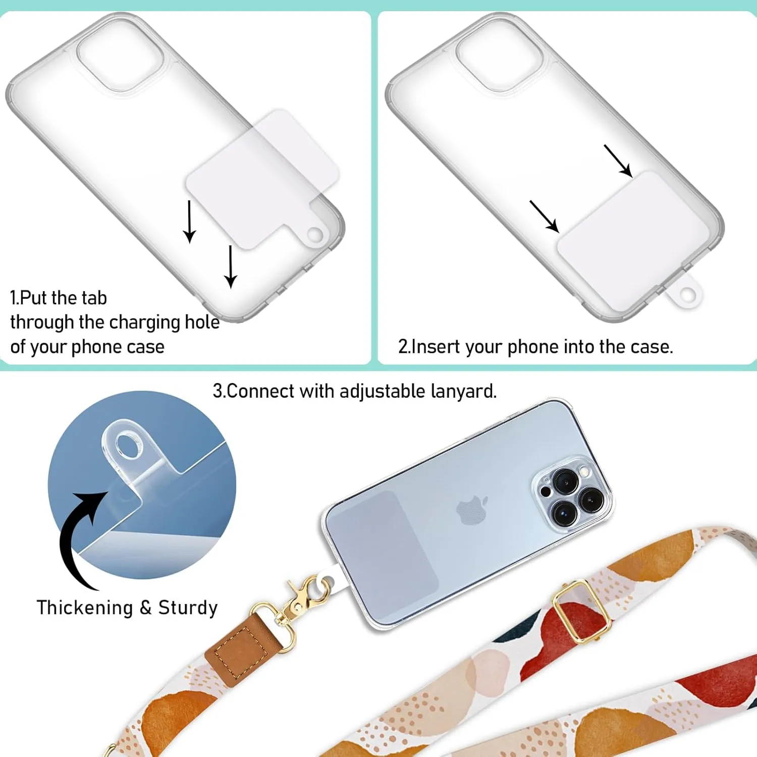 Phone Lanyard Crossbody Wrist Strap, Boho Abstract Art Cell Phone Lanyards for Around the Neck Wristlet Shoulder, Adjustable Cute Strap for Car Keys Keychain Wallet ID Badge