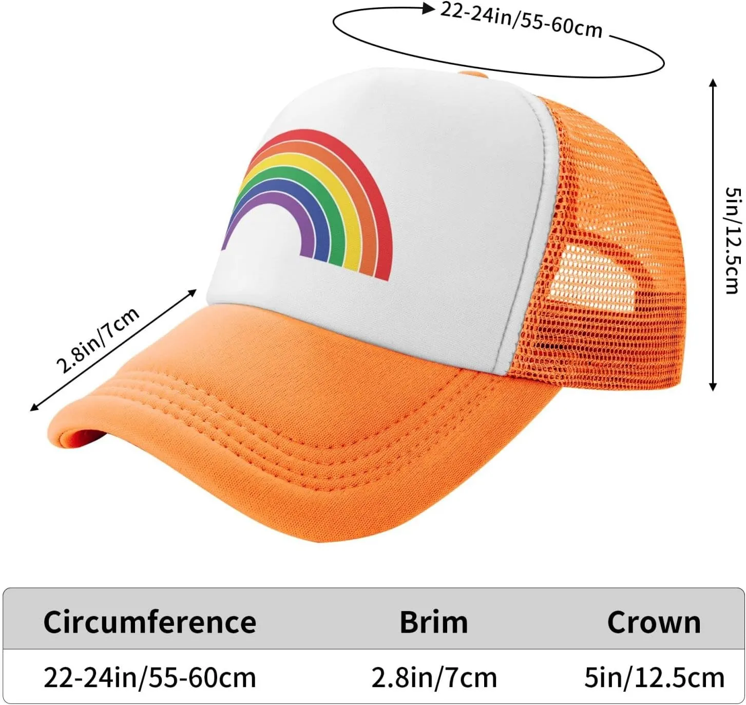 Pride Rainbow Trucker Hat for Men Women, Lesbian Gay Bisexual Transgender LGBT Baseball Cap Mesh Caps