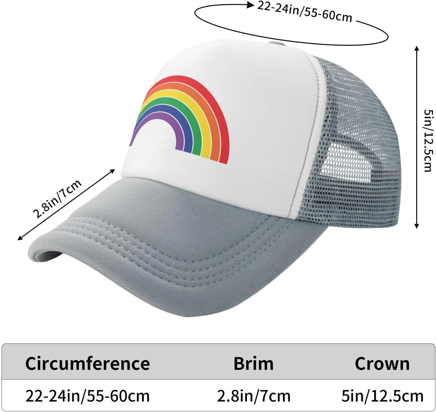Pride Rainbow Trucker Hat for Men Women, Lesbian Gay Bisexual Transgender LGBT Baseball Cap Mesh Caps