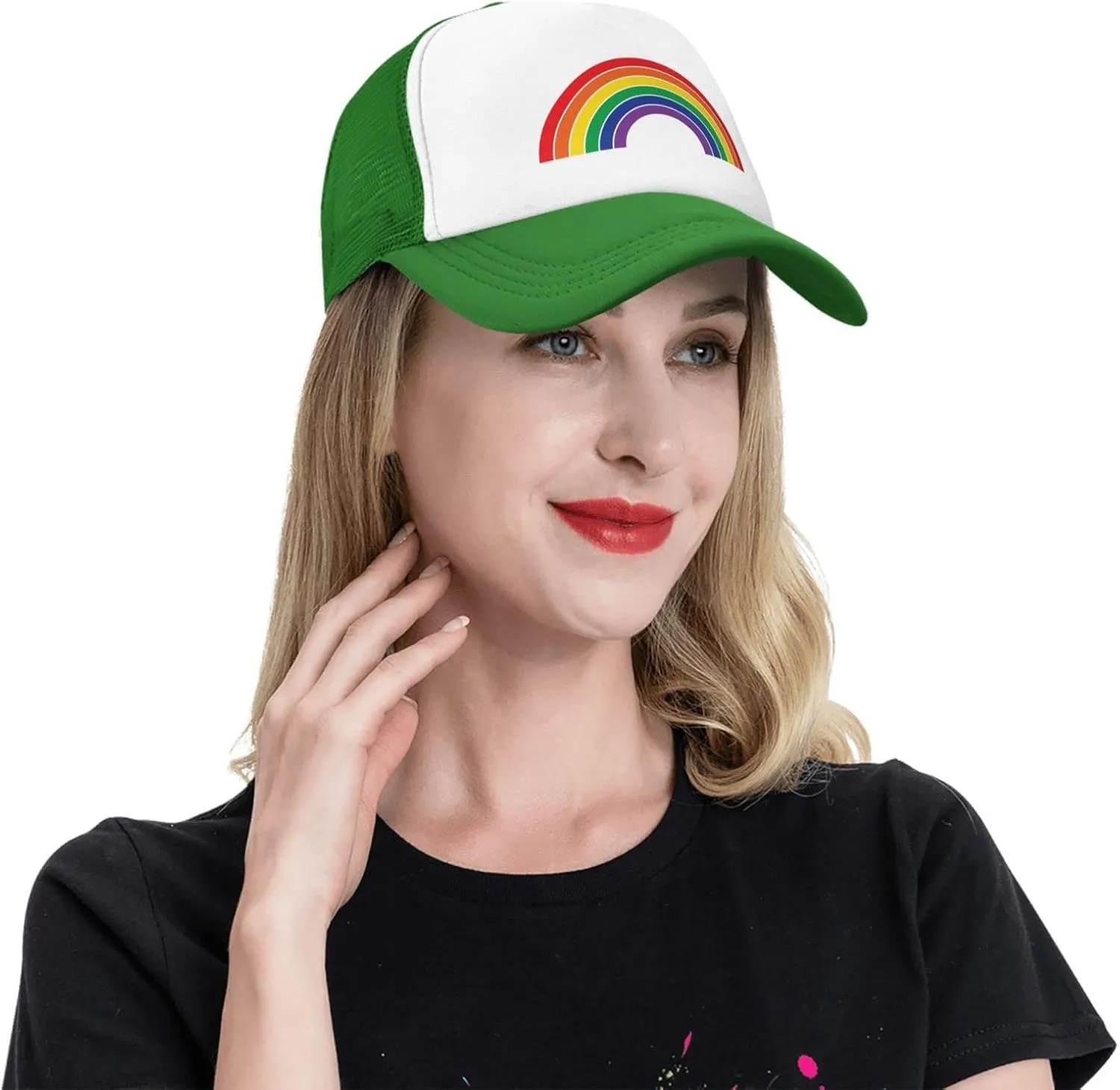 Pride Rainbow Trucker Hat for Men Women, Lesbian Gay Bisexual Transgender LGBT Baseball Cap Mesh Caps