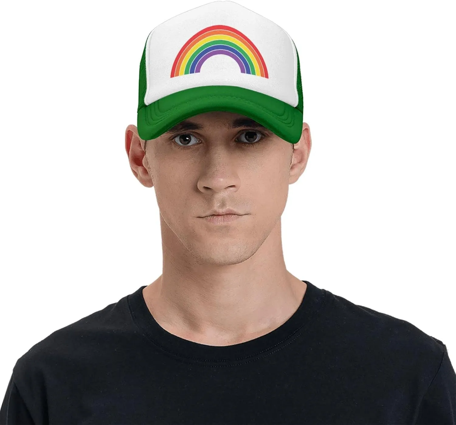 Pride Rainbow Trucker Hat for Men Women, Lesbian Gay Bisexual Transgender LGBT Baseball Cap Mesh Caps