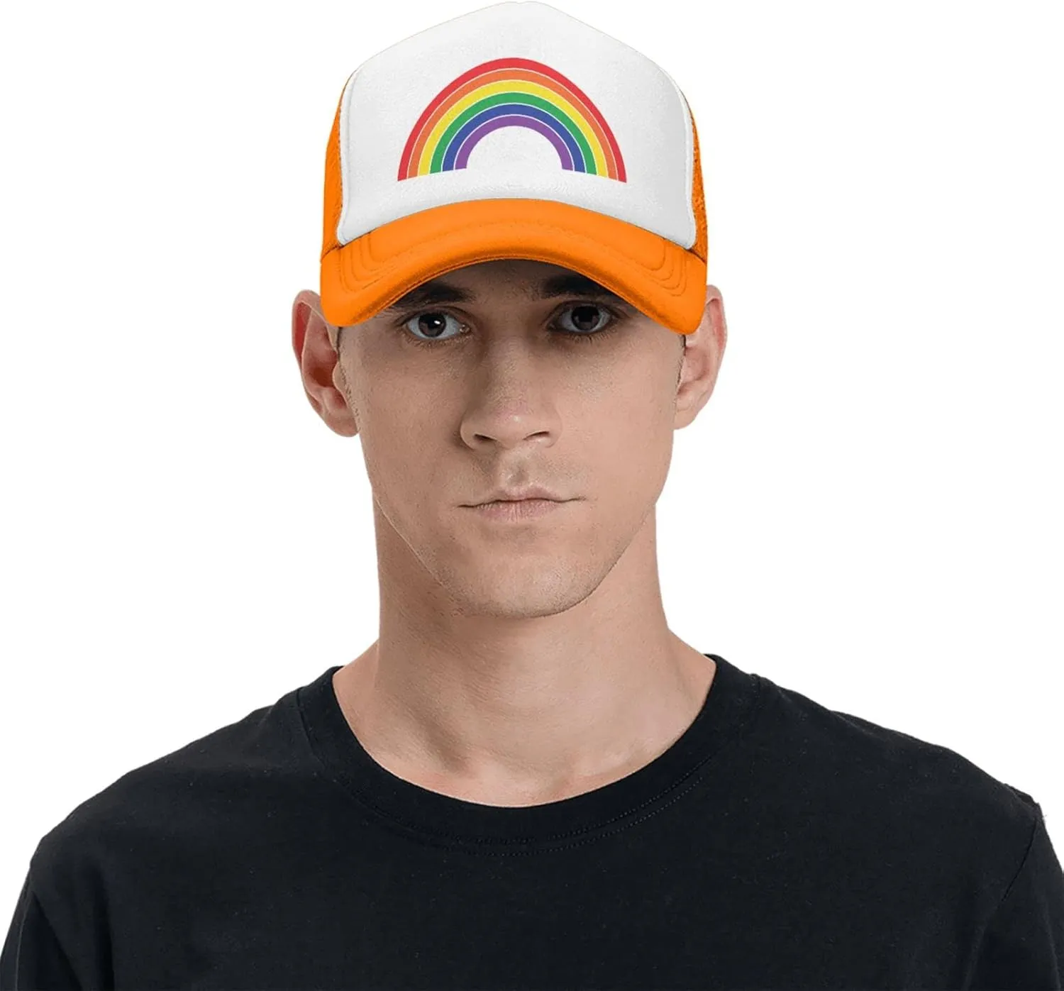 Pride Rainbow Trucker Hat for Men Women, Lesbian Gay Bisexual Transgender LGBT Baseball Cap Mesh Caps