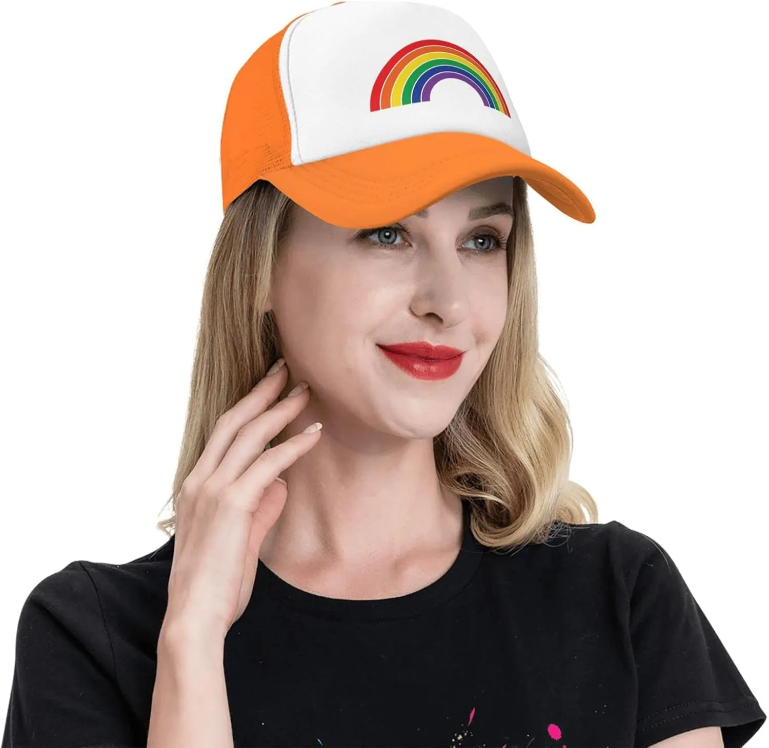 Pride Rainbow Trucker Hat for Men Women, Lesbian Gay Bisexual Transgender LGBT Baseball Cap Mesh Caps